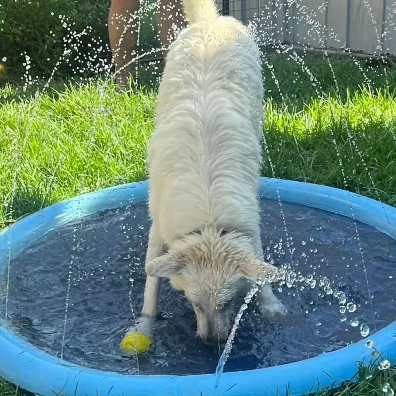 Portable Pet Splash Pad with Sprinkler Outdoor Dog Cooling & Bathing Pool, Fun Water Play Mat for Pets Kids Summer Heat Relief