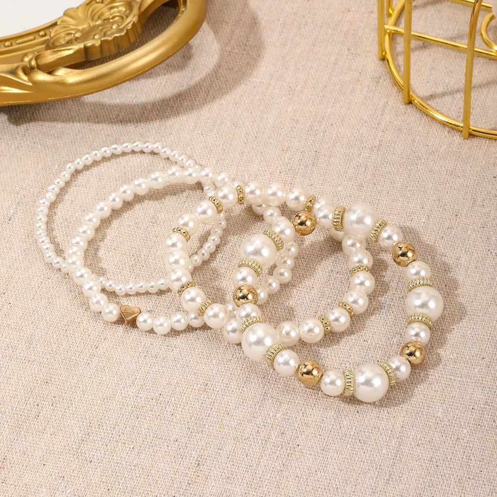 4-piece Suit New Ins Summer Love Pearl Bracelet Minority Female Bracelet Suit