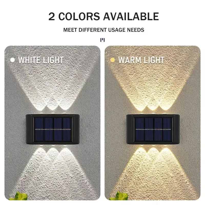 Solar Wall Lamp Yard Street Decor Light Outdoor Waterproof Up and Down Luminous Lighting Garden Landscape Lamp