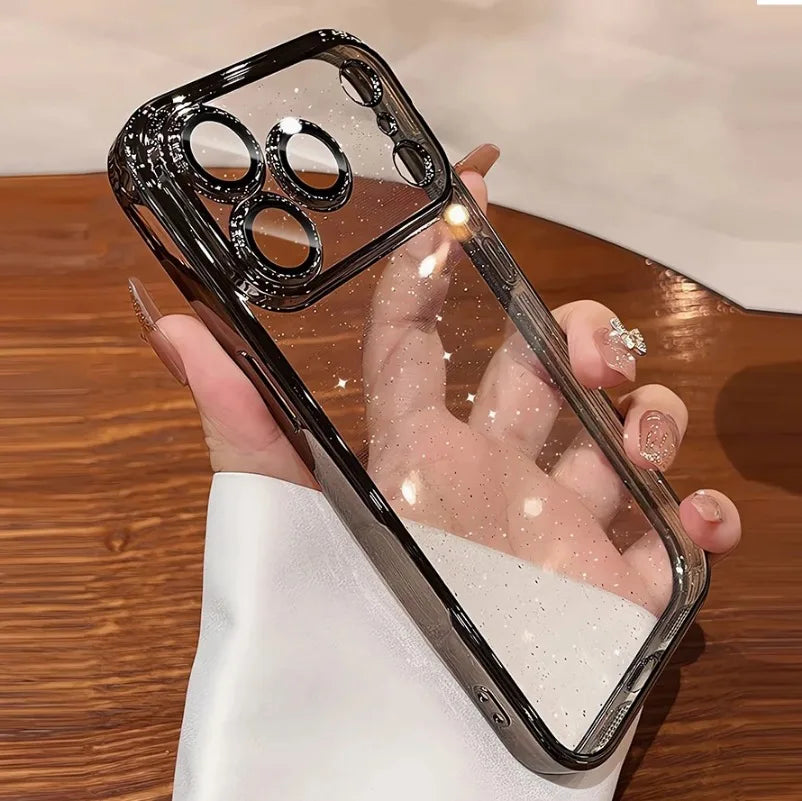 For iPhone 17 Air 17 Pro Max Luxury Case New Camera Protector Glitter Bling Clear PC Cover for iPhone 13 12 11 14 15 16 Pro Max