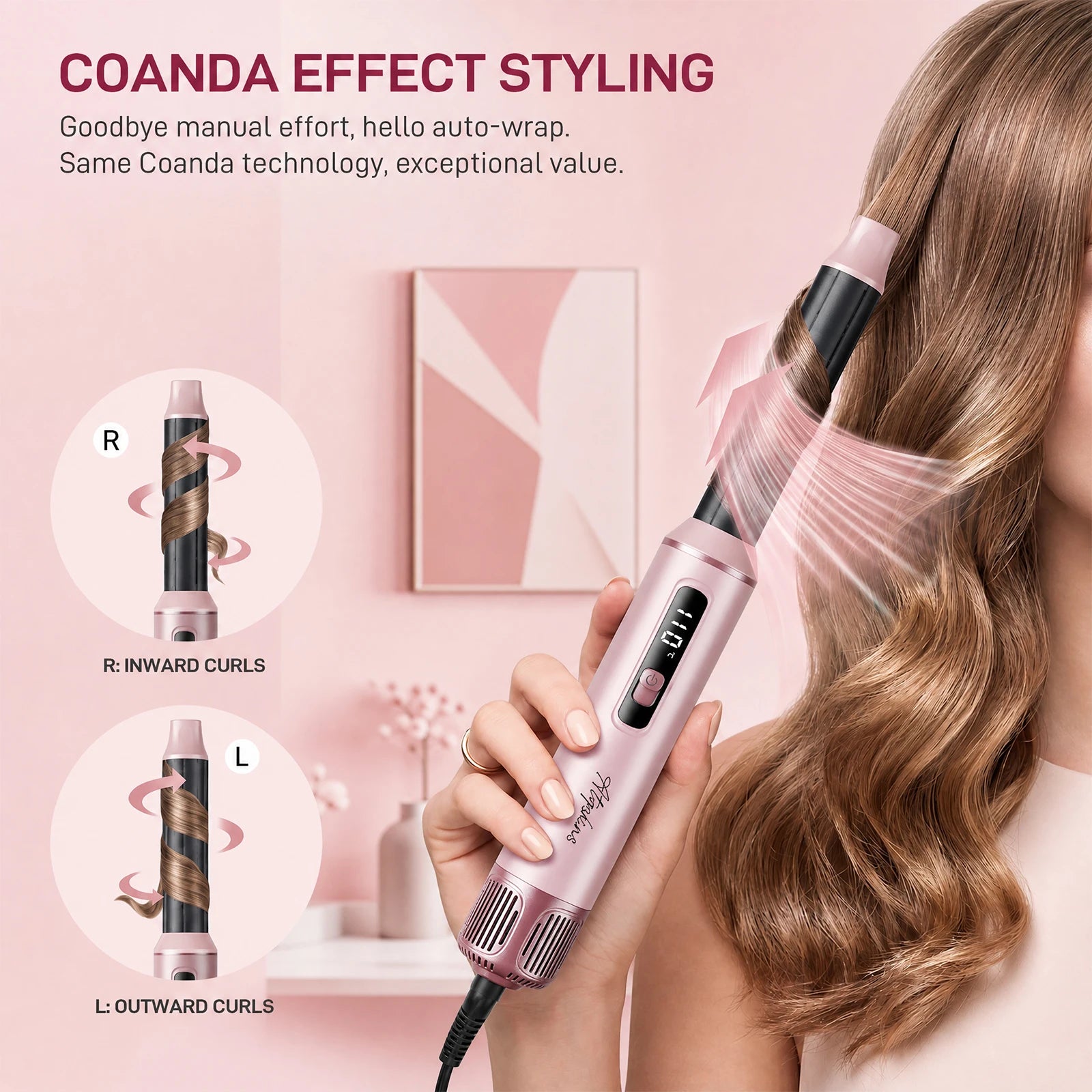 5-in-1 Hot Air Styler Hair Dryer Curling Iron Straightener Comb Volumizer Brush Negative Ionic Fast Drying Styling Tools