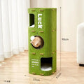 Multi-Level Enclosed Cat House - Winter Cozy Kitty Condo with Scratching Board & Tree Cave, Warm Pet Bed for Indoor Cats