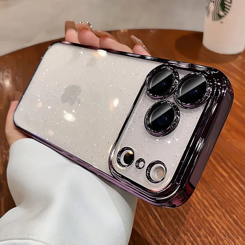 For iPhone 17 Air 17 Pro Max Luxury Case New Camera Protector Glitter Bling Clear PC Cover for iPhone 13 12 11 14 15 16 Pro Max