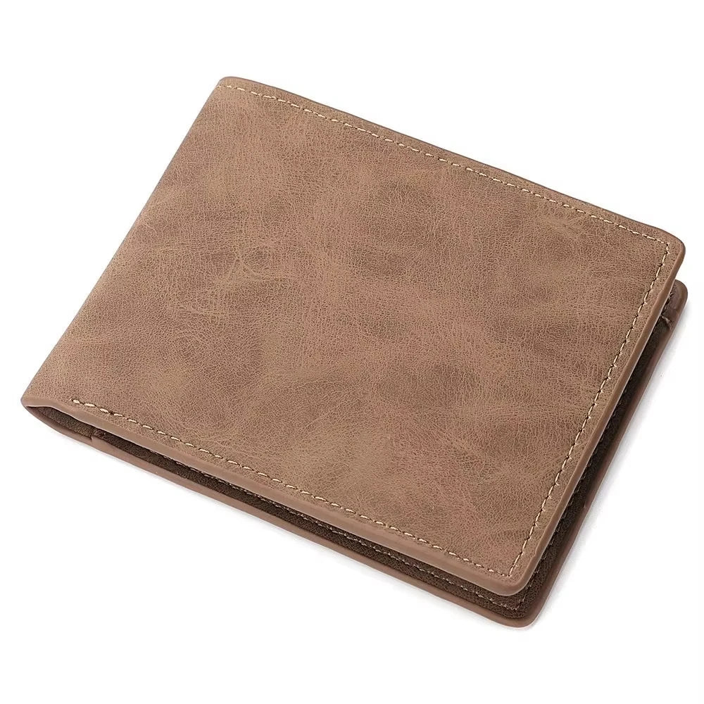 Fashionable Large-Capacity PU Leather Wallet for Men Folding Money Bag Lightweight Short Purse with Multi-Card Slots