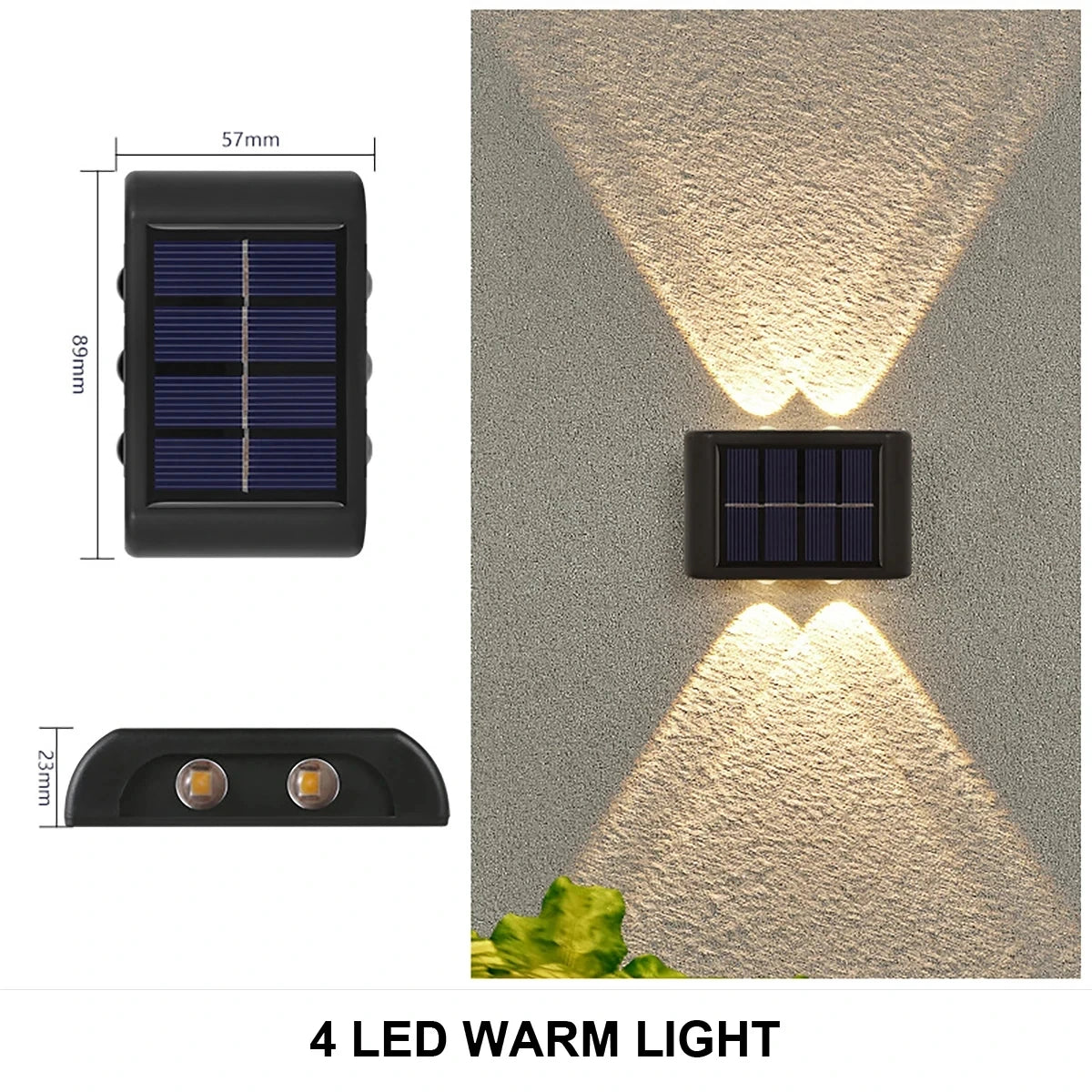 Solar Wall Lamp Yard Street Decor Light Outdoor Waterproof Up and Down Luminous Lighting Garden Landscape Lamp