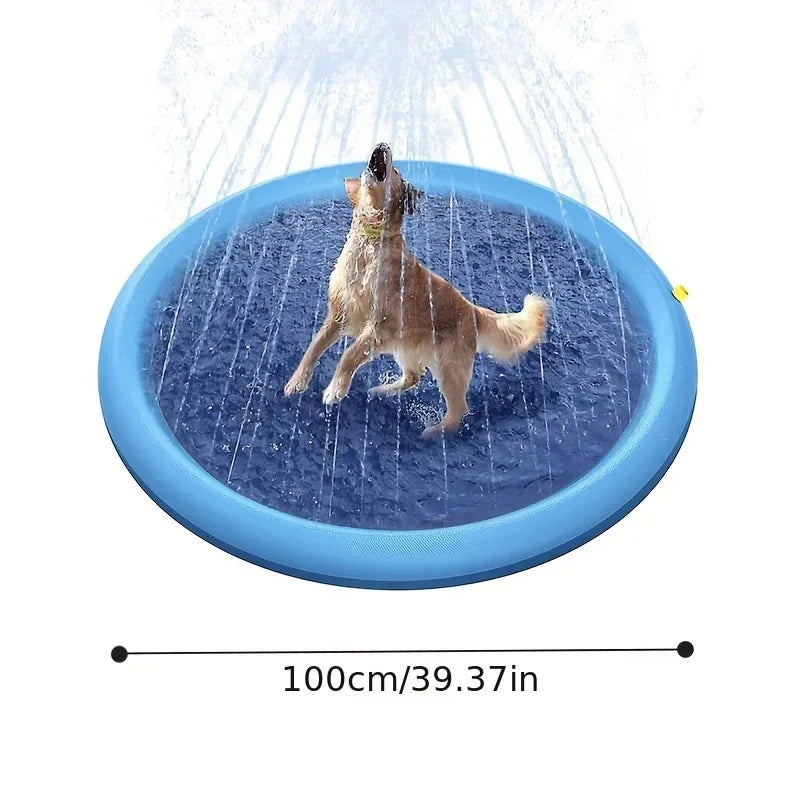Portable Pet Splash Pad with Sprinkler Outdoor Dog Cooling & Bathing Pool, Fun Water Play Mat for Pets Kids Summer Heat Relief