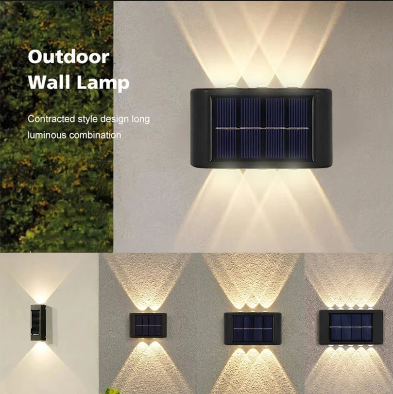 Solar Wall Lamp Yard Street Decor Light Outdoor Waterproof Up and Down Luminous Lighting Garden Landscape Lamp