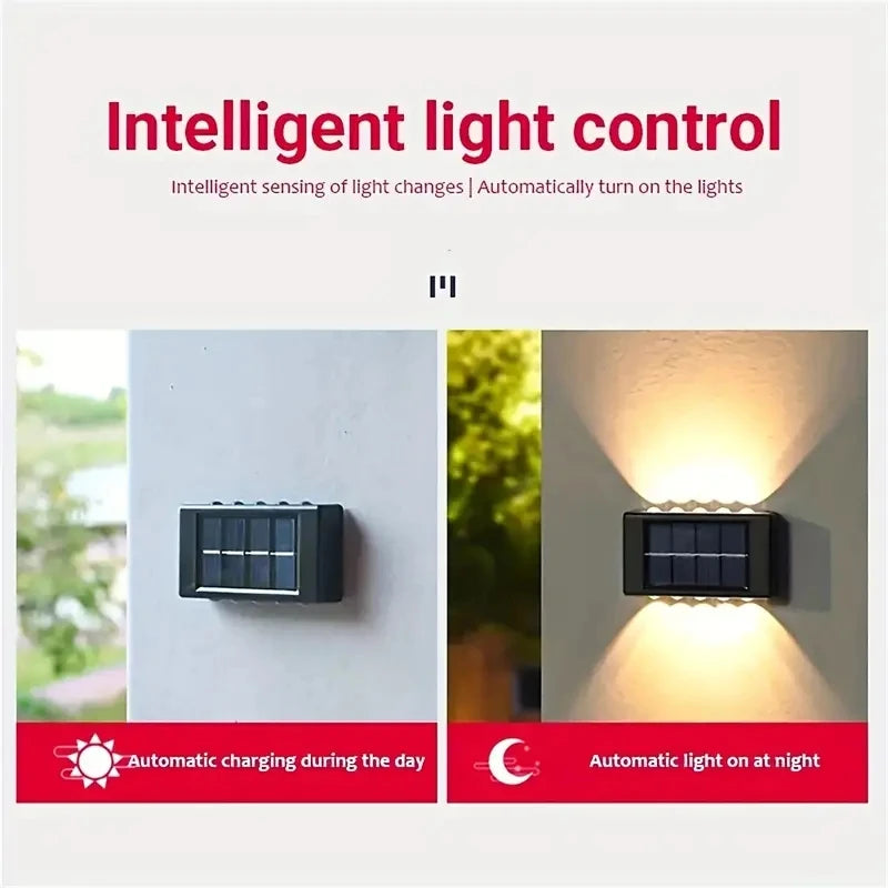 Solar Wall Lamp Yard Street Decor Light Outdoor Waterproof Up and Down Luminous Lighting Garden Landscape Lamp