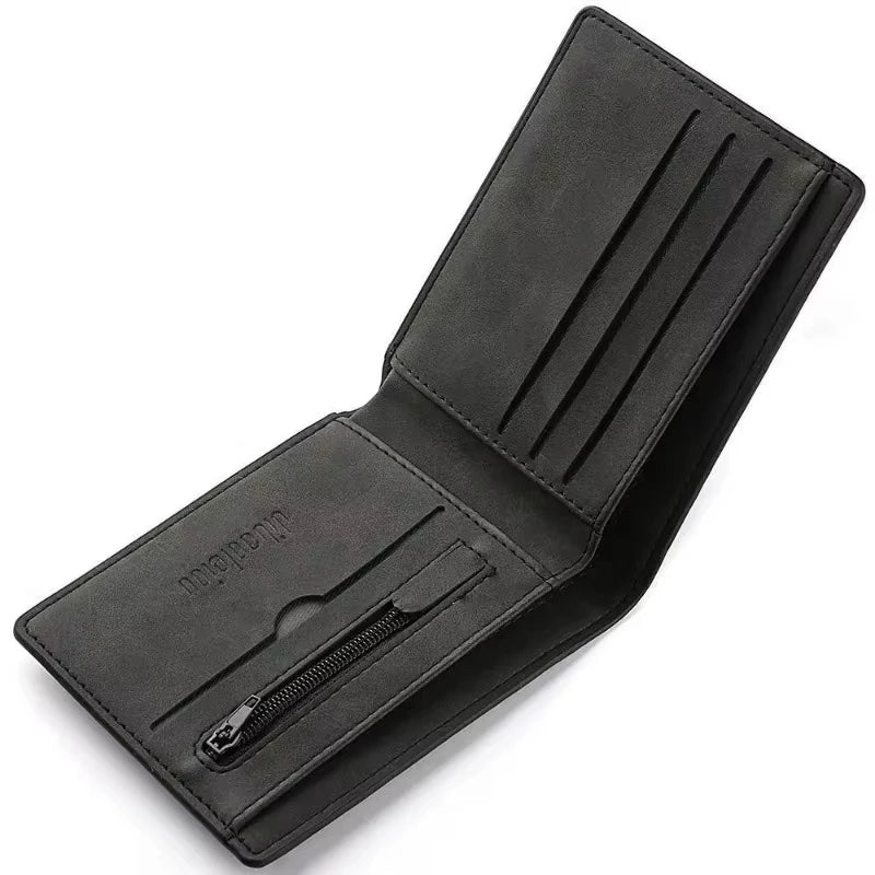 Fashionable Large-Capacity PU Leather Wallet for Men Folding Money Bag Lightweight Short Purse with Multi-Card Slots