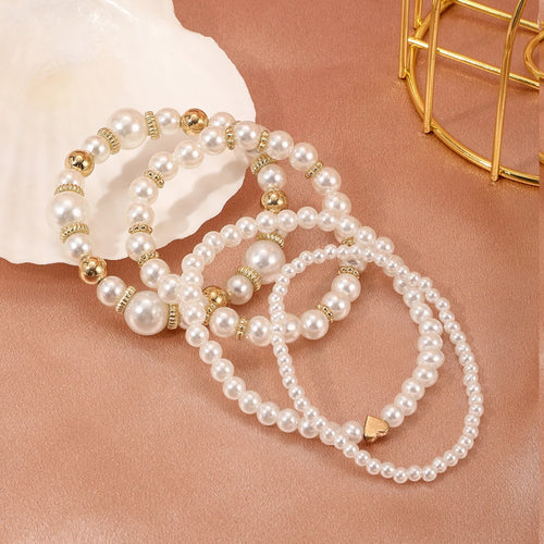 4-piece Suit New Ins Summer Love Pearl Bracelet Minority Female Bracelet Suit