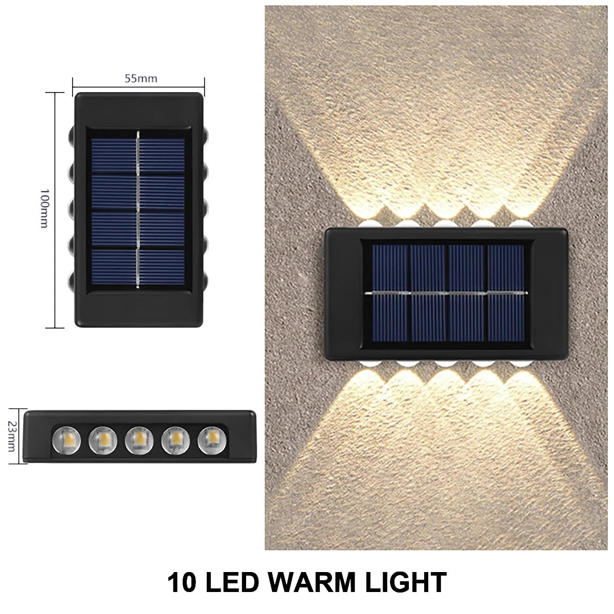Solar Wall Lamp Yard Street Decor Light Outdoor Waterproof Up and Down Luminous Lighting Garden Landscape Lamp