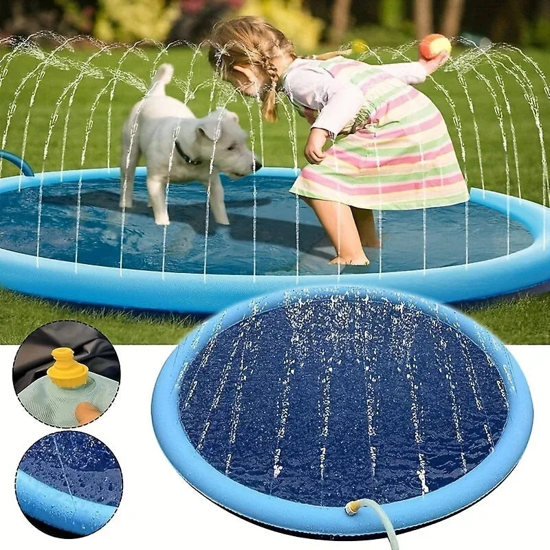Portable Pet Splash Pad with Sprinkler Outdoor Dog Cooling & Bathing Pool, Fun Water Play Mat for Pets Kids Summer Heat Relief