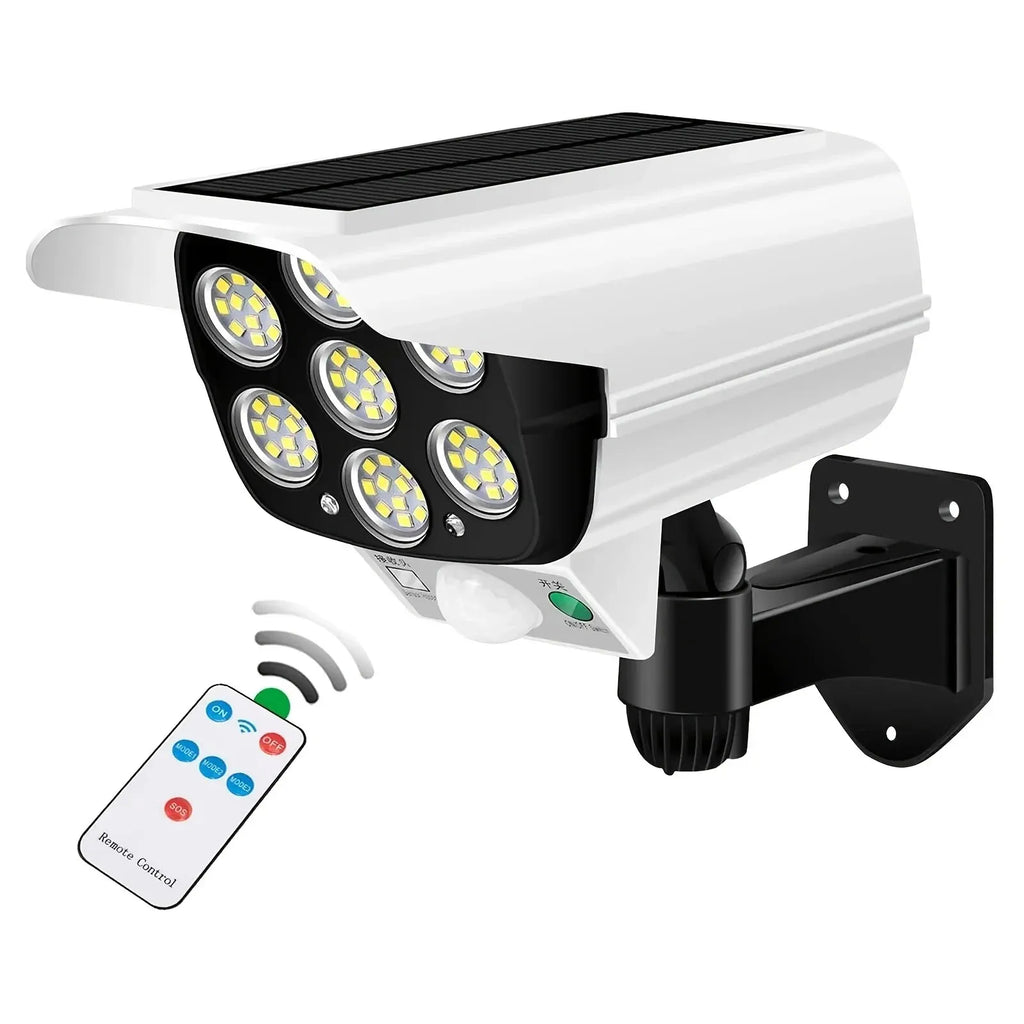 77 LED Outdoor Motion Sensor Solar Lights FloodLight Waterproof Wireless Dummy Decoy Fake Security Camera for Porch Garden Patio