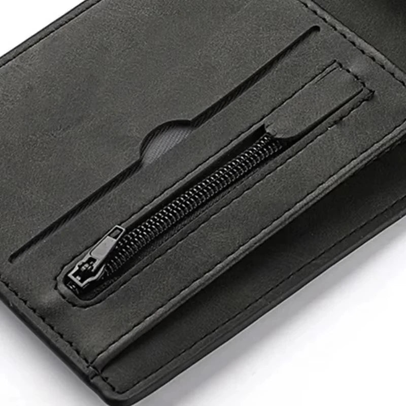 Fashionable Large-Capacity PU Leather Wallet for Men Folding Money Bag Lightweight Short Purse with Multi-Card Slots