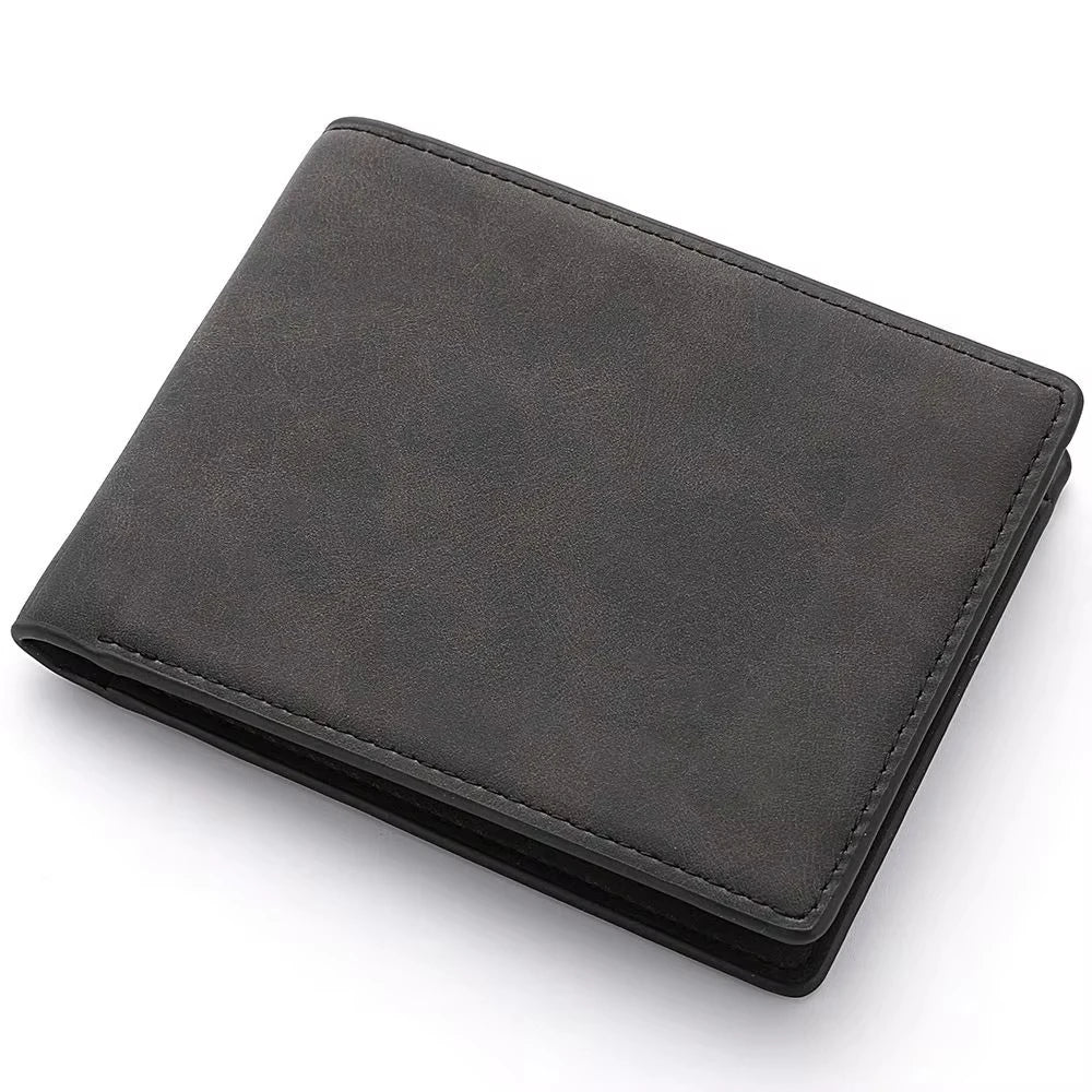 Fashionable Large-Capacity PU Leather Wallet for Men Folding Money Bag Lightweight Short Purse with Multi-Card Slots