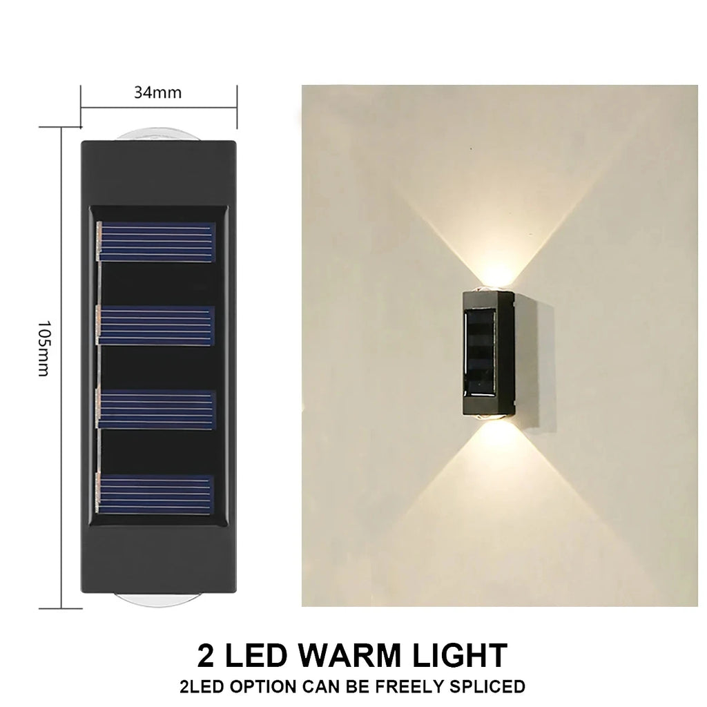 Solar Wall Lamp Yard Street Decor Light Outdoor Waterproof Up and Down Luminous Lighting Garden Landscape Lamp