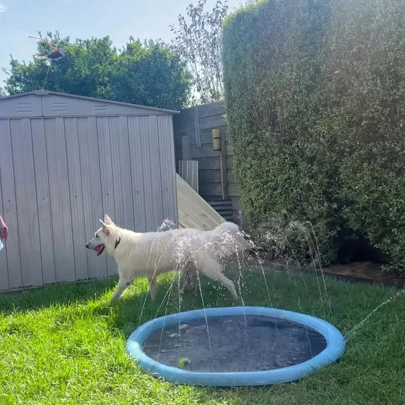 Portable Pet Splash Pad with Sprinkler Outdoor Dog Cooling & Bathing Pool, Fun Water Play Mat for Pets Kids Summer Heat Relief