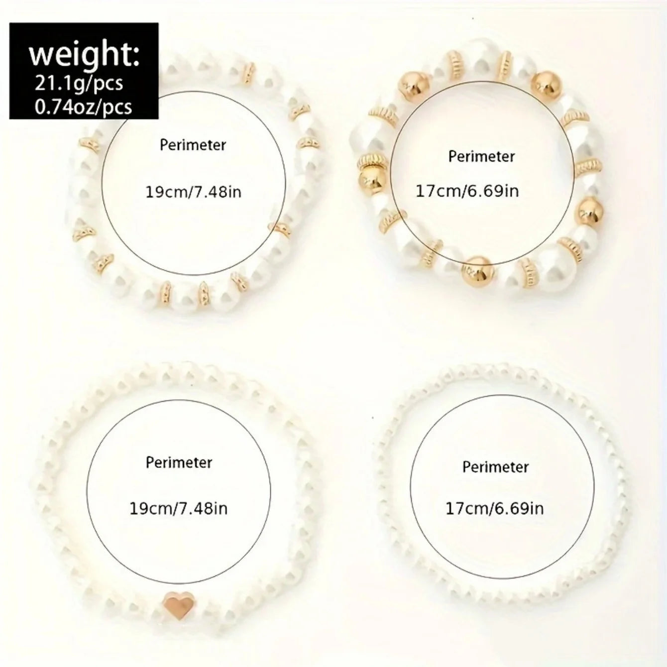 4-piece Suit New Ins Summer Love Pearl Bracelet Minority Female Bracelet Suit