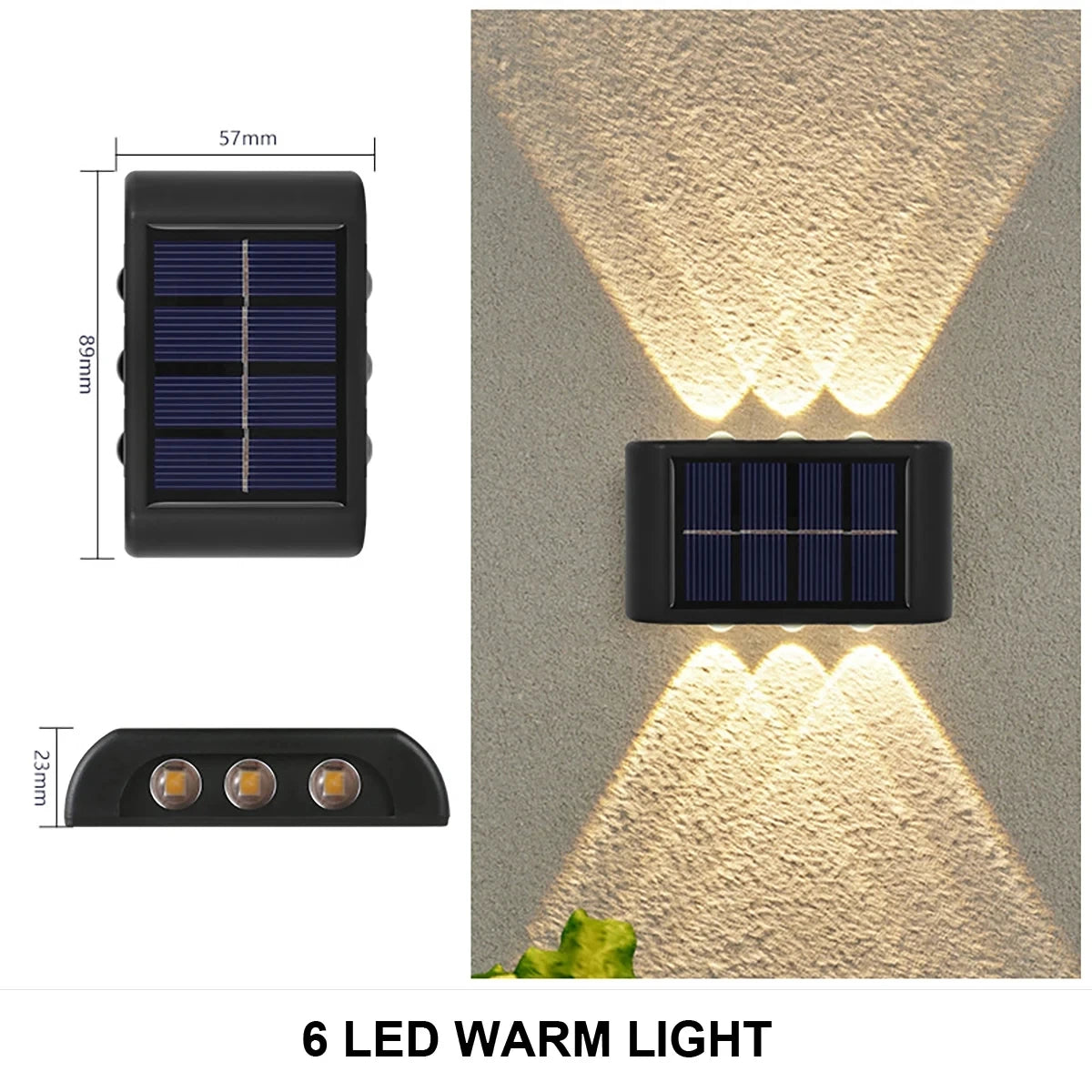 Solar Wall Lamp Yard Street Decor Light Outdoor Waterproof Up and Down Luminous Lighting Garden Landscape Lamp